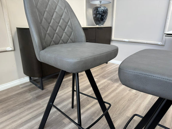 Mars Swivel Bar Stool Grey Faux Leather Kitchen High Chairs