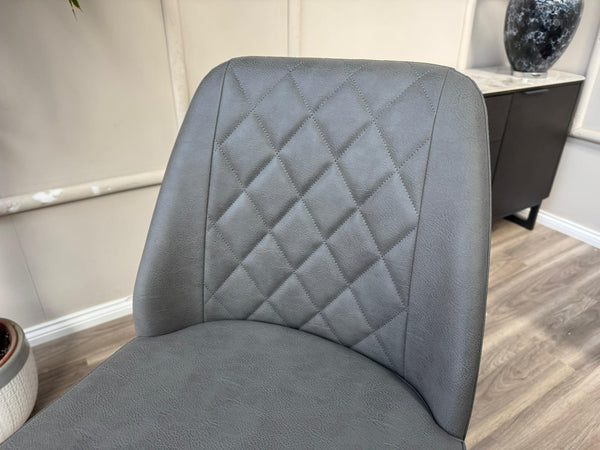 Mars Swivel Bar Stool Grey Faux Leather Kitchen High Chairs