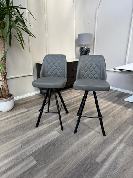 Mars Swivel Bar Stool Grey Faux Leather Kitchen High Chairs