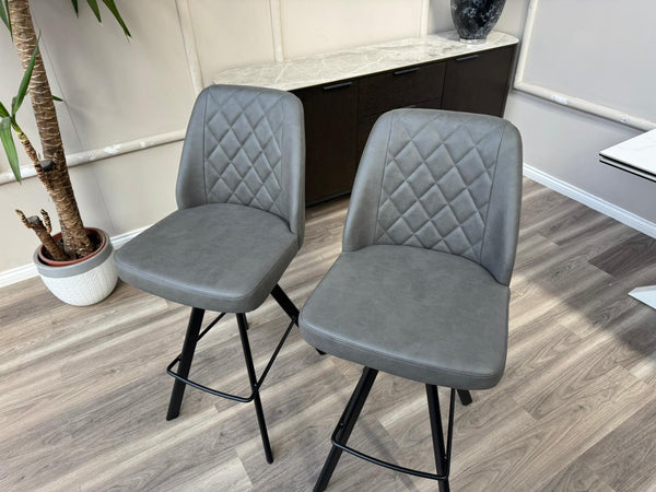 Mars Swivel Bar Stool Grey Faux Leather Kitchen High Chairs