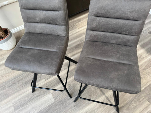 Njord Swivel Bar Stool Anthracite Fabric Scandinavian Style Kitchen High Chair (Choose Quantity)