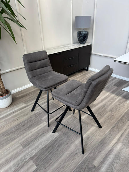 Njord Swivel Bar Stool Anthracite Fabric Scandinavian Style Kitchen High Chair (Choose Quantity)
