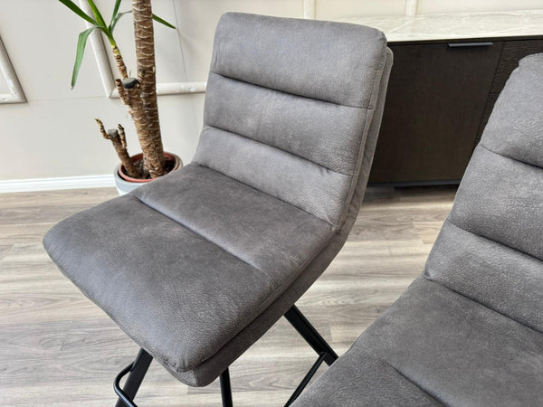 Njord Swivel Bar Stool Anthracite Fabric Scandinavian Style Kitchen High Chair (Choose Quantity)