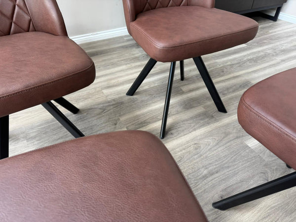 Mars Swivel Dining Chairs Faux Tan Leather Kitchen Chairs