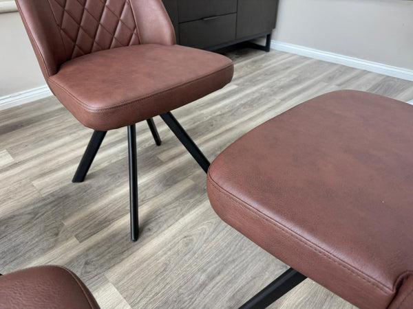 Mars Swivel Dining Chairs Faux Tan Leather Kitchen Chairs
