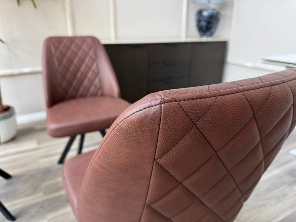 Mars Swivel Dining Chairs Faux Tan Leather Kitchen Chairs