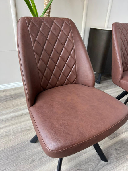 Mars Swivel Dining Chairs Faux Tan Leather Kitchen Chairs