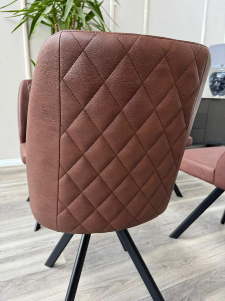Mars Swivel Dining Chairs Faux Tan Leather Kitchen Chairs