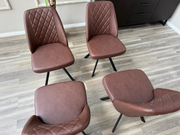 Mars Swivel Dining Chairs Faux Tan Leather Kitchen Chairs