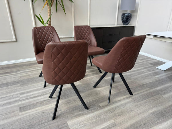Mars Swivel Dining Chairs Faux Tan Leather Kitchen Chairs