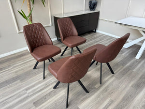Mars Swivel Dining Chairs Faux Tan Leather Kitchen Chairs