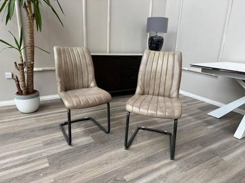 Dee Olive Faux Leather Contemporary Stylish Aesthetic Cantilever Dining Chair