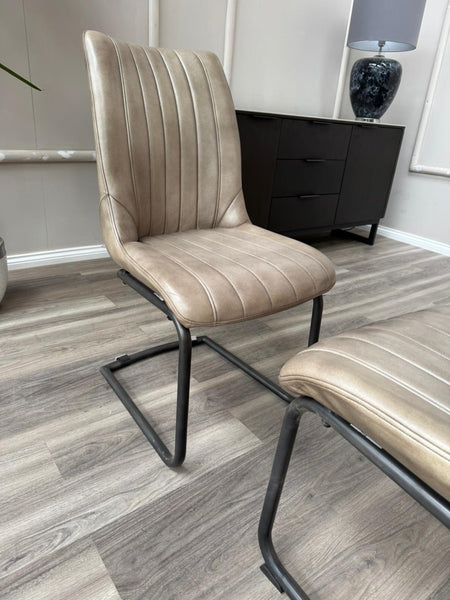 Dee Olive Faux Leather Contemporary Stylish Aesthetic Cantilever Dining Chair