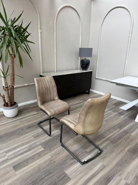 Dee Olive Faux Leather Contemporary Stylish Aesthetic Cantilever Dining Chair