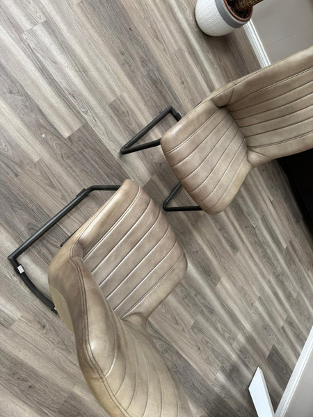 Dee Olive Faux Leather Contemporary Stylish Aesthetic Cantilever Dining Chair