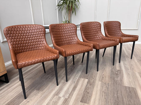 Osaka Tan Faux Leather Contemporary Stylish Aesthetic Dining Chair
