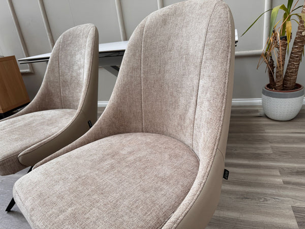 Jose Swivel Pebble Dining Chairs Hybrid Fabric Faux Leather Stylish Kitchen Chairs