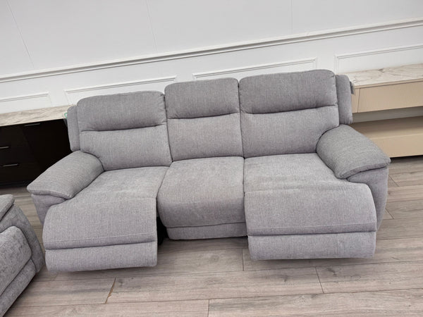Touch 3 & 3 Seater Power Recliner Grey Fabric Sofa Set