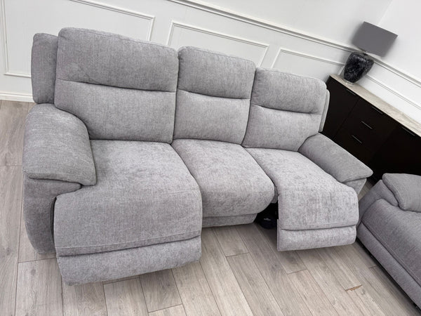 Touch 3 & 3 Seater Power Recliner Grey Fabric Sofa Set