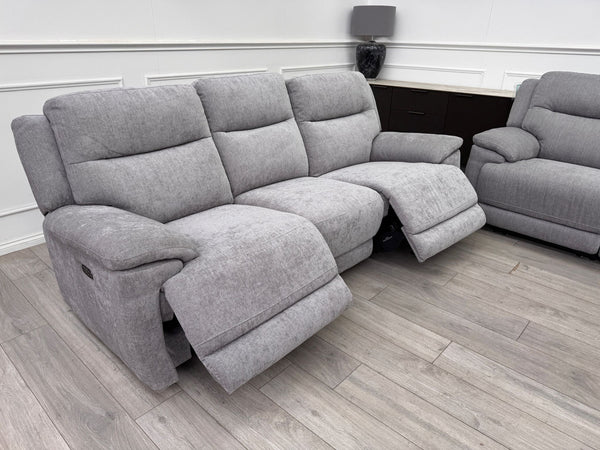 Touch 3 & 3 Seater Power Recliner Grey Fabric Sofa Set