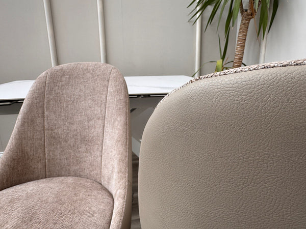 Jose Swivel Pebble Dining Chairs Hybrid Fabric Faux Leather Stylish Kitchen Chairs