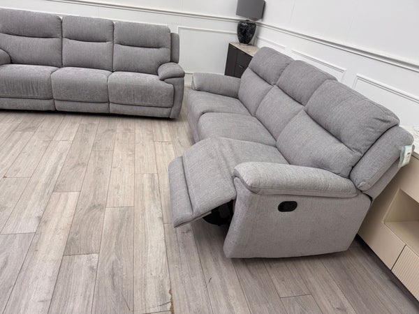 Touch 3 & 3 Seater Power Recliner Grey Fabric Sofa Set