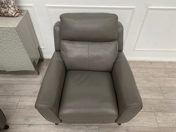 Furniture Village Zen Grey Leather 3 Seater + Power Recliner Armchair Sofa Set16