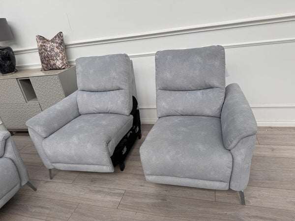 Furniture Village Daytona 2 Seater & Armchair Power Recliner Set Dexter Smoke18