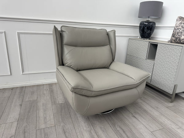 Furniture Village 2x Vinny Grey Leather Swivel Armchair17