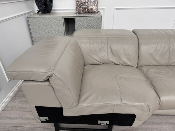 Sofology Toulouse Grey Leather Open End Corner Sofa Power Recliner Headrests20