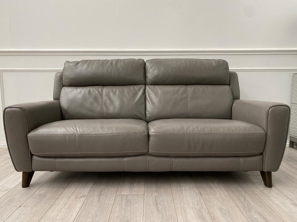 Furniture Village Zen Grey Leather 3 Seater + Power Recliner Armchair Sofa Set11