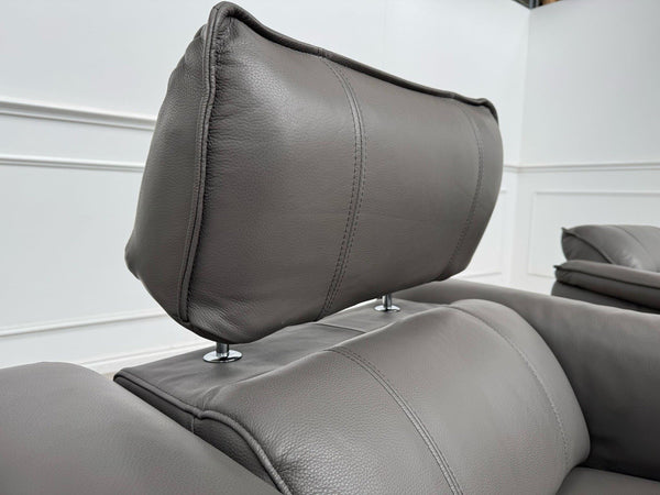 Furniture Village Jude Grey Leather 2x Armchair Power Recliner Sofa Set15