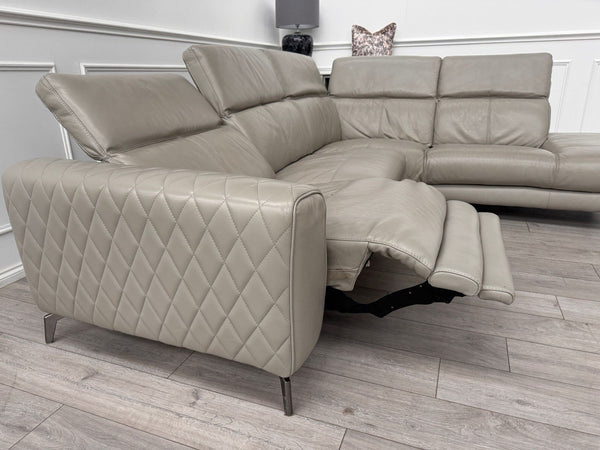 Sofology Toulouse Grey Leather Open End Corner Sofa Power Recliner Headrests5