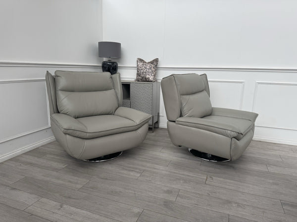 Furniture Village 2x Vinny Grey Leather Swivel Armchair11