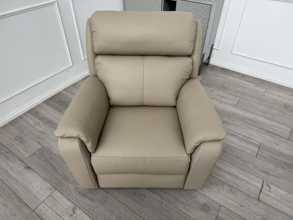 Nicoletti Lucano Beige/Taupe Leather Power Recliner Armchair6