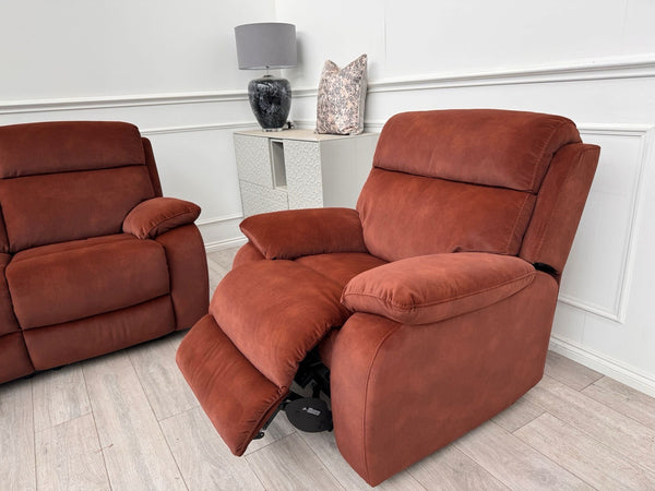 Furniture Village Moreno Burnt Orange Power Recliner 3 Seater And Armchair12