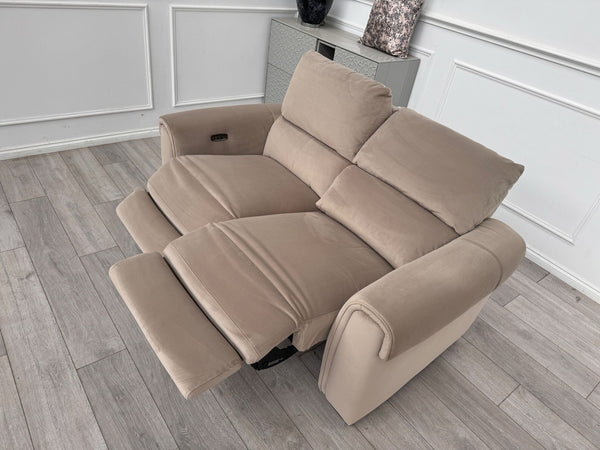 Furniture Village Nixon Beige/Mink Velvet Fabric 2 Seater Power Recliner Sofa13
