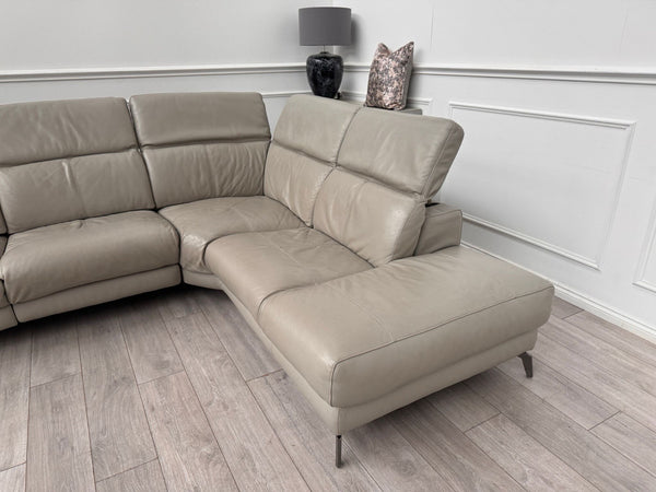 Sofology Toulouse Grey Leather Open End Corner Sofa Power Recliner Headrests7