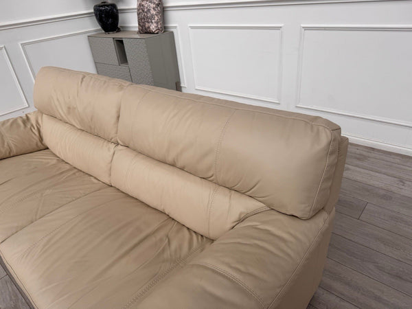 Furniture Village Cozee 3 Seater Sofa in Beige/Cream Pure Leather3