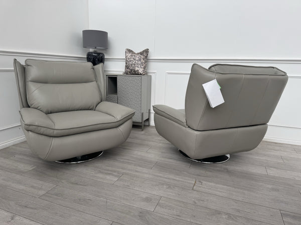 Furniture Village 2x Vinny Grey Leather Swivel Armchair23