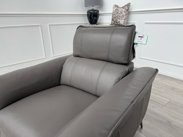 Furniture Village Jude Grey Leather 2x Armchair Power Recliner Sofa Set18