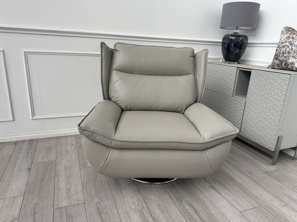 Furniture Village 2x Vinny Grey Leather Swivel Armchair18
