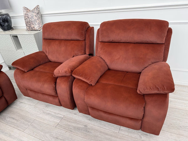 Furniture Village Moreno Burnt Orange Power Recliner 3 Seater And 2x Armchairs8