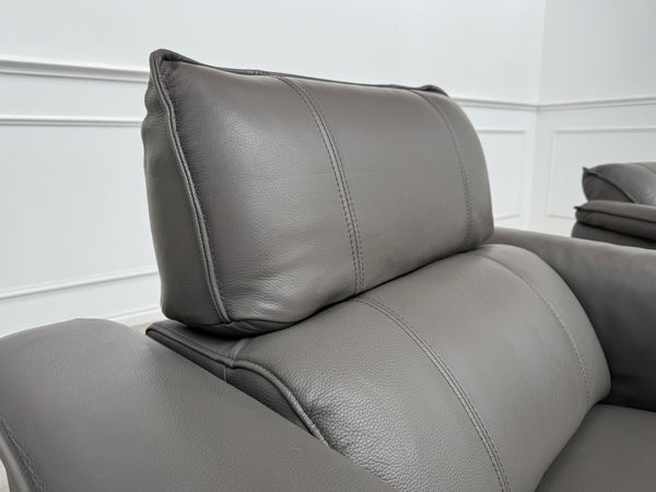 Furniture Village Jude Grey Leather 2x Armchair Power Recliner Sofa Set17