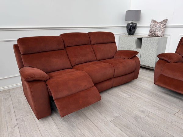 Furniture Village Moreno Burnt Orange Power Recliner 3 Seater And Armchair13