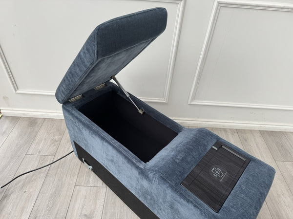 Sofology Plaza Console Chenille Denim Blue Cup Holders Wireless Charging Socket9