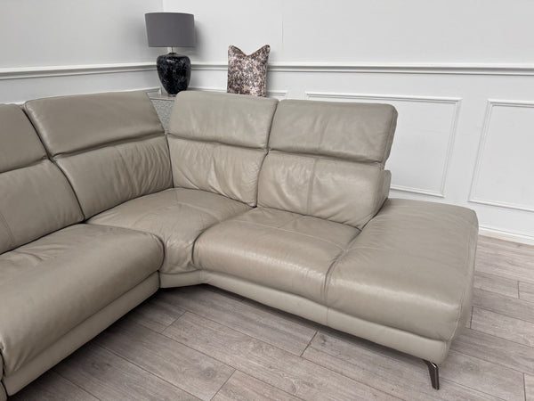 Sofology Toulouse Grey Leather Open End Corner Sofa Power Recliner Headrests16