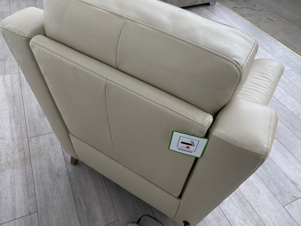 Fabb Furniture Cream/Ivory Leather Power Recliner Armchair17