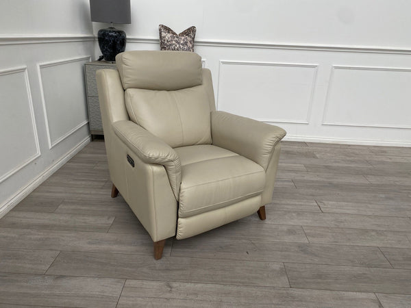 Fabb Furniture Cream/Ivory Leather Power Recliner Armchair1