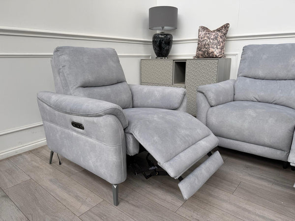 Furniture Village Daytona 2 Seater & Armchair Power Recliner Set Dexter Smoke7